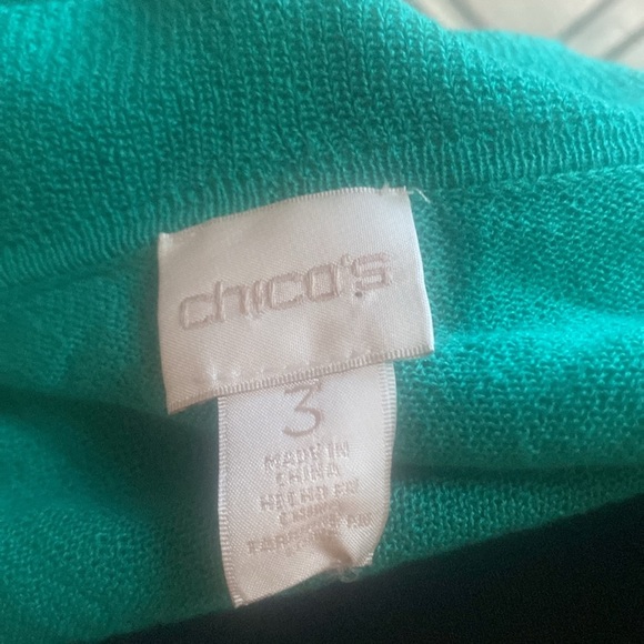 Chico’s Green handkerchief ruffles Open Front Cardigan.  Size 16 - Picture 6 of 6